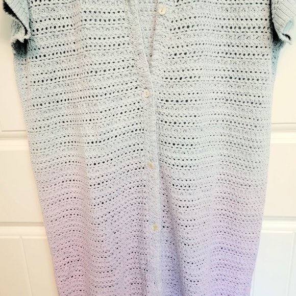 Free People Size Medium Ombré Open Stitch Short Sleeve Knit Cardigan NWT $248 - Picture 8 of 12